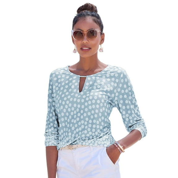 LASCANA Women's Polka Dot Keyhole Top Screen Print
