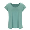 thumbnail image 3 of QLEICOM Womens Casual Loose Soft Cap Sleeve Solid T-Shirt Blouses Shirts Tops Green 5XL, US Size 18, 3 of 7