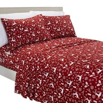 Holiday Pattern 1500 Series Sheet set (6-Piece) Bedding Set, Full, Burgundy Reindeer