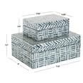thumbnail image 3 of DecMode Geometric Handmade Mosaic Storage Blue Mother of Pearl Shell Decorative Box with Cream Underlay, 2 Count, 3 of 9