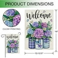 thumbnail image 2 of Welcome Spring Hydrangea Flower Garden Flag Double Sided, Mason Jar Purple Floral Daisy Decorative Yard Outdoor Home Small Decor, Butterfly Summer Burlap Outside House Decoration 12.5 x 18, 2 of 6