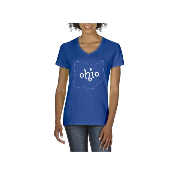 NIB - Women's T-Shirt V-Neck Short Sleeve - Ohio Map