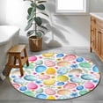 thumbnail image 3 of Round Area Rug 3 Ft, Easter Washable Non-Slip Circle Carpet for Living Room/Bedroom, Spring Country Colorful Eggs Flower Leaf Plant Low-Profile Small Floor Mats Collection Rugs for Indoor, 3 of 8