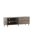 thumbnail image 2 of Merrick Lane Mid-Century Modern TV Stand for TV's up to 60" with Adjustable Shelf and Two Drawers in Walnut, 2 of 12