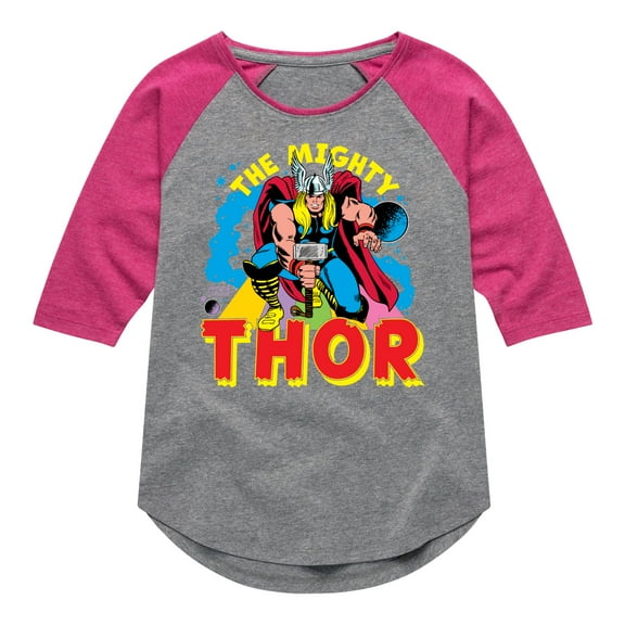 Marvel Thor - The Mighty - Toddler and Youth Girls Shirt Tail Raglan