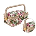 thumbnail image 3 of Cesta de costura pequeña Caja de almacenamiento de herramientas de costura de diseño impreso con bolsillo interior de cojín de alfiler incorporado tholdsy HA2962-04B, 3 of 6