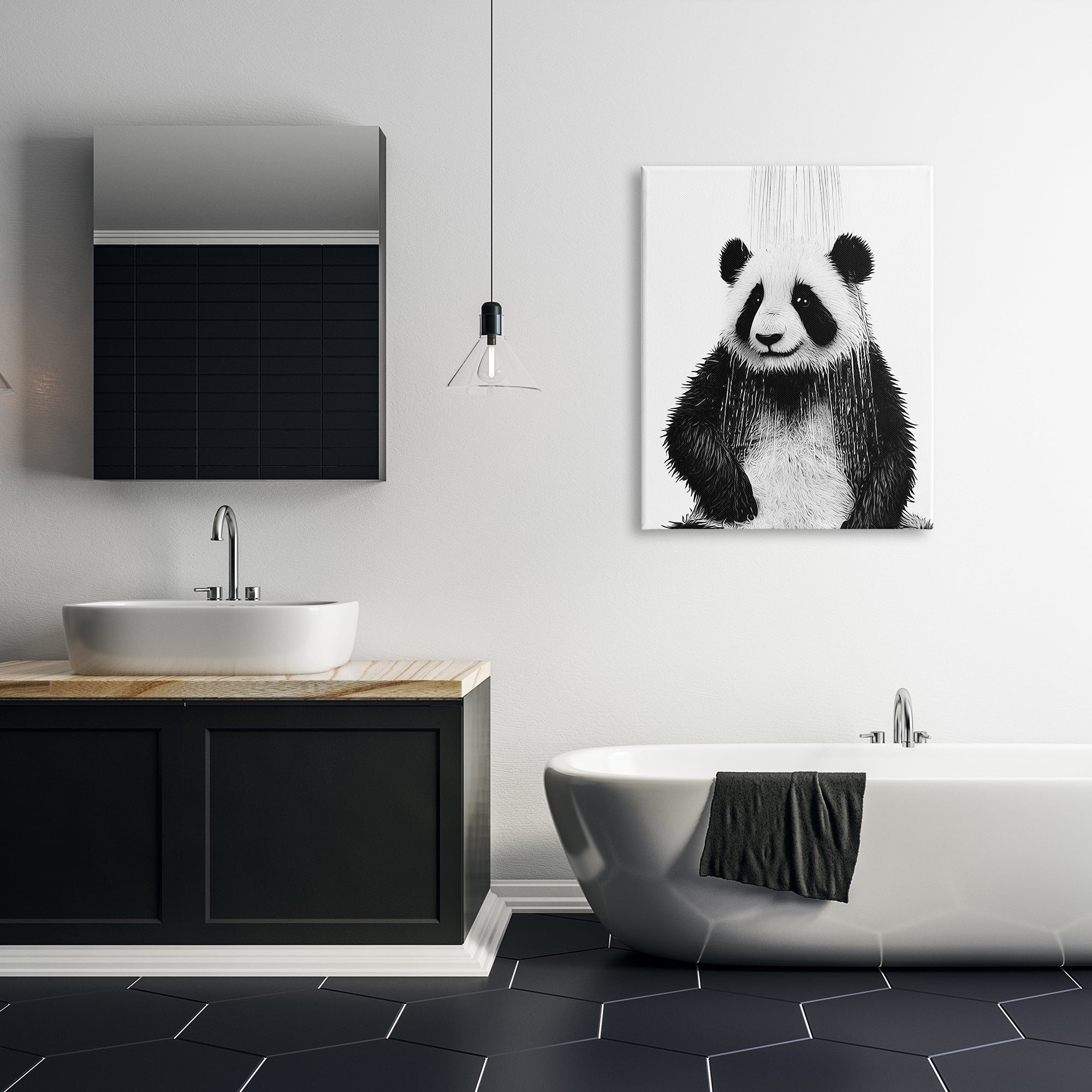 Stupell Industries Panda Bathroom Splash Animals & Insects Painting Gallery Wrapped Canvas Art Print Wall Art, 30 x 40