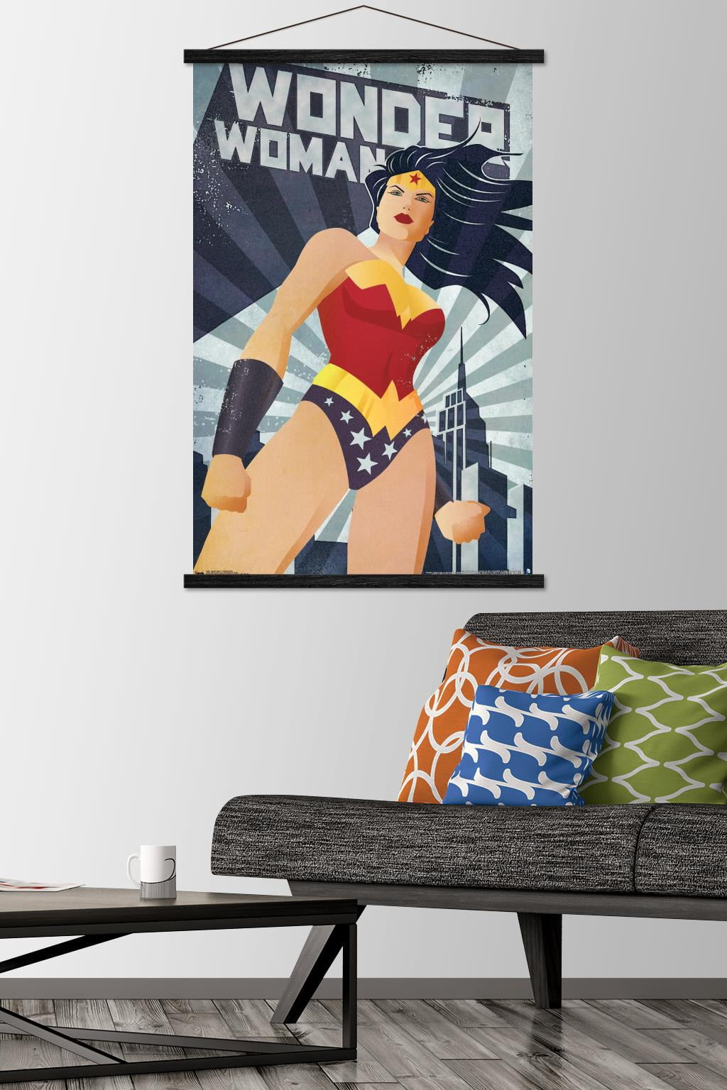 DC Comics - Wonder Woman - ConstructiVism Wall Poster with Wooden Magnetic Frame, 22.375" x 34"