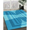 thumbnail image 2 of Ahgly Company Indoor Square Patterned Neon Blue Area Rugs, 5' Square, 2 of 6