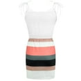 thumbnail image 4 of USSUMA Women Summer Casual Striped Dress V Neck Spaghetti Strap Mini Dress Elastic Waist Belt Swing Dress with Pockets, 4 of 4