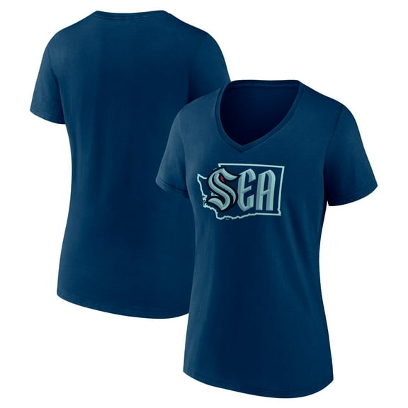 Women's Deep Sea Blue Seattle Kraken Proclamation V-Neck T-Shirt