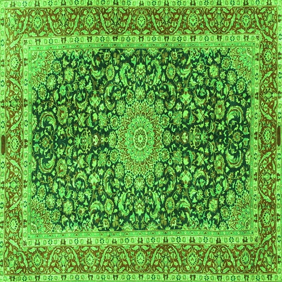 Ahgly Company Indoor Square Medallion Green Traditional Area Rugs, 4' Square