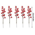thumbnail image 3 of karymi Red Christmas Berry Artificial Flowers 5-Pack 8-11 Inch Plastic Stems For Floral Arrangements Holiday Decor Vase Fillers Christmas Gifts Christmas Party Supplies Christmas Gifts, 3 of 6
