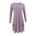 thumbnail image 1 of ZheElen Coton à la Mode Femmes Polyvalent Manches Longues Robes Courtes Déclaration de Mode Où Que Vous Alliez Élégant Violet P, 1 of 6