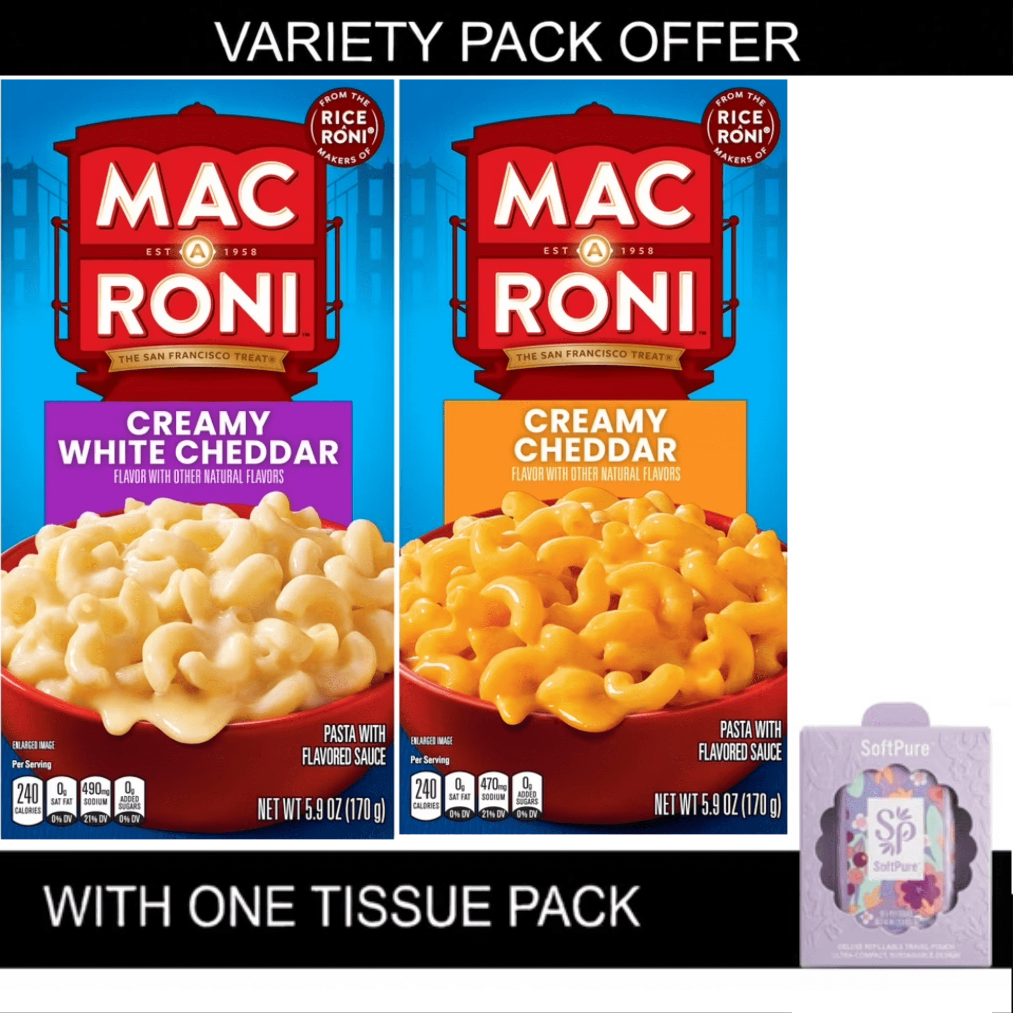 Mac a Roni Pasta Mix Creamy Cheddar, 5.9 oz Box Single Pack | Mac a Roni Pasta Mix Creamy White Cheddar (5.9 oz Box), Single Pack