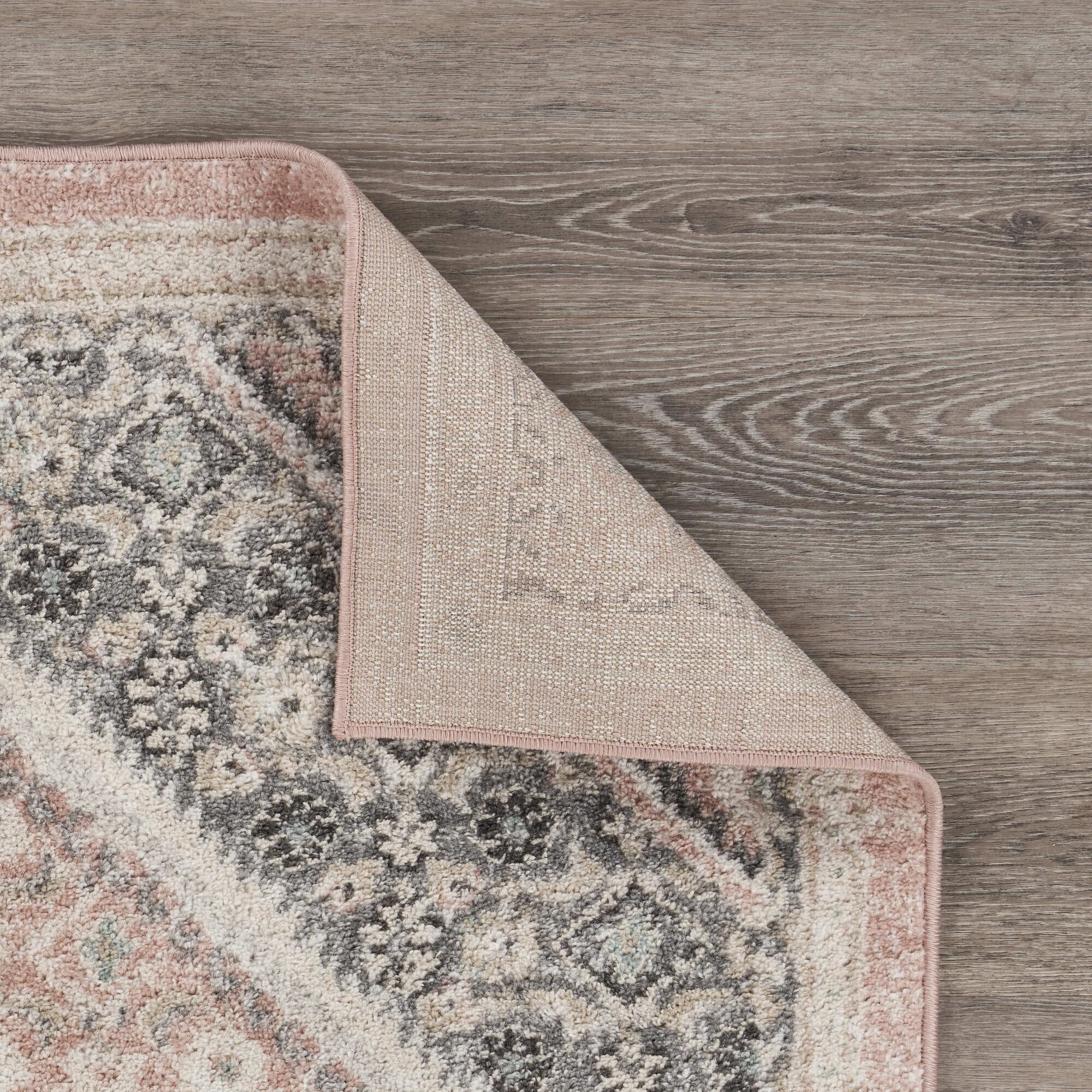 Ox Bay Diana 2' x 3' Pink/Ivory Medallion Stain and Fade Stain Resistant Indoor Area Rug