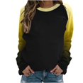 thumbnail image 4 of Youyipin Long Sleeve Shirts for Women Oversized Sweatshirt for Women Fall Winter Trendy Patchwork Color Plunge Sleeve Round Neck Lightweight Pullover Tops, 4 of 5