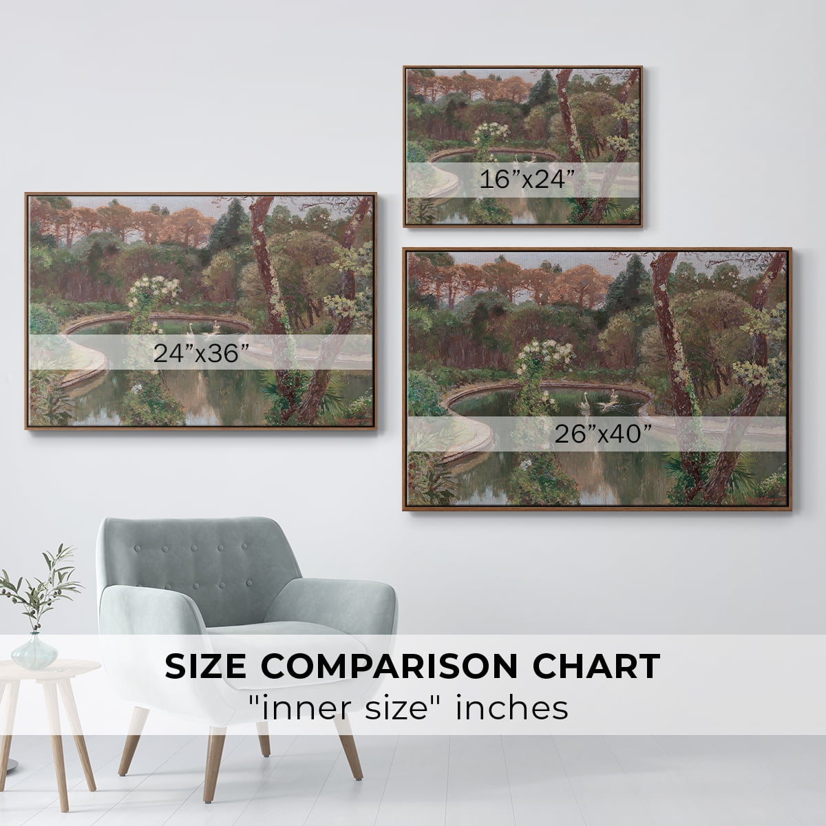 Vintage Landscape-CCCLXXII By Wexford Home Framed in Walnut Wood Gallery Wrapped Canvas 17 in. x 25 in.