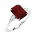 thumbnail image 4 of Mooneye 7X5 mm Radiant Cut Garnet 925 Sterling Silver Three Stone Women Valentines Day Gifts Ring, 4 of 7