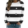 thumbnail image 7 of YUGYXL Women’s Striped Star Sweatshirt Long Sleeve Crewneck Casual Pullover Tops Fall Winter Shirt Black XL, 7 of 7