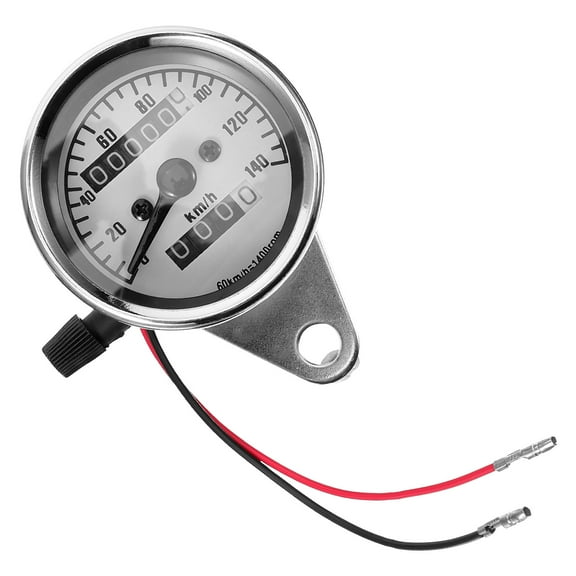 STOBOK Motorcycle Modified LCD Speedometer Aluminum Silver Classic Design 1Pack