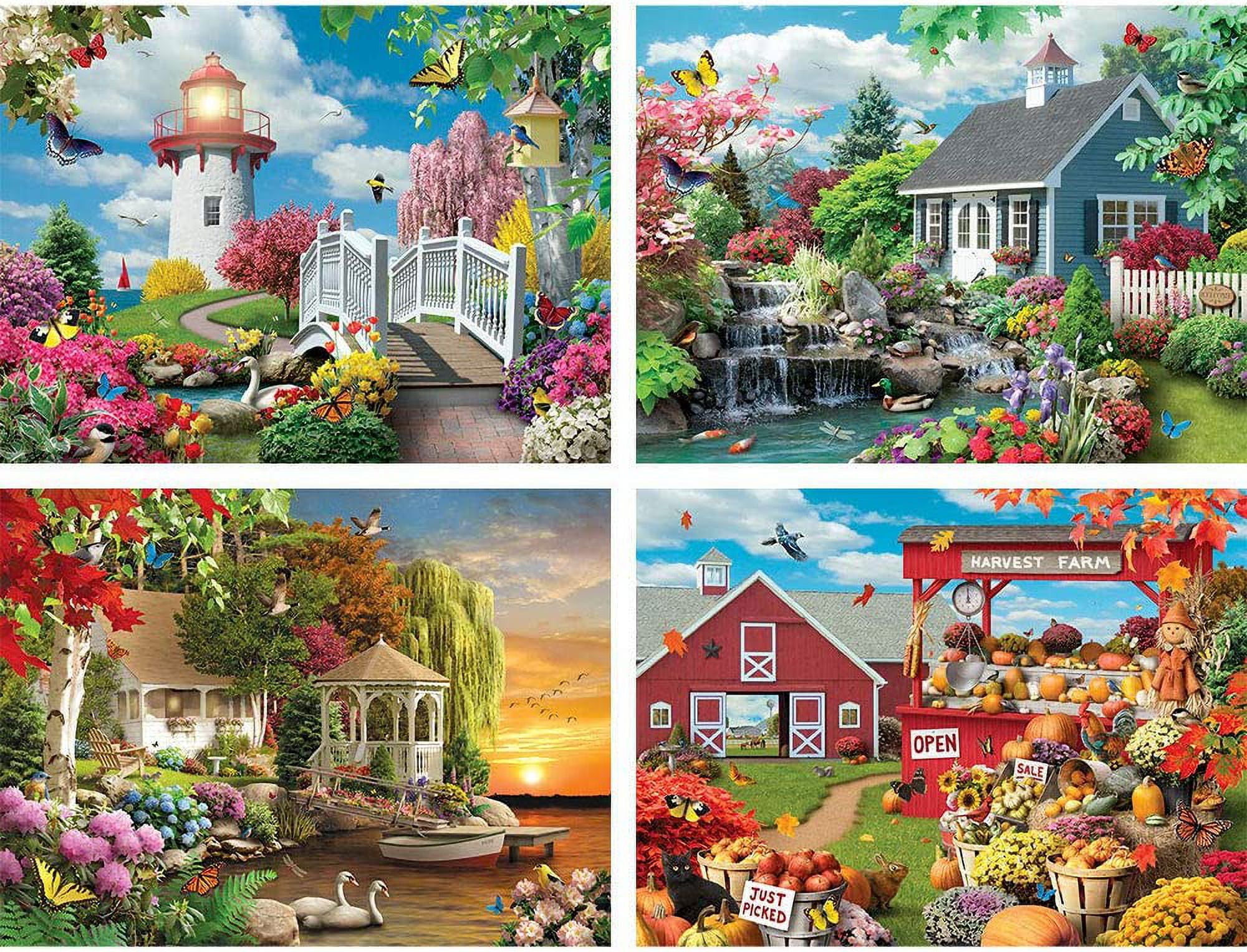Bits and Pieces Jigsaw Puzzles 4-in-1 Set 1000 Piece Scenic Beauty Spring Landscape by Alan Giana