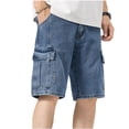 thumbnail image 2 of Yaoyar Men's Knee Length Straight Denim Shorts Cargo Classic Multi-Pocket Short Pants Casual Vintage Jean Shorts, 2 of 9