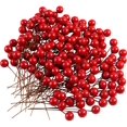 thumbnail image 1 of Bayas de acebo artificiales, 150 piezas de hilo decorativo de bayas falsas mini de 15 mm, utilizado para el proceso de bricolaje de guirnaldas de decoración de árboles de Navidad, 1 of 7