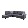 Hommoo Semi PU Synthetic Leather 4-Seat Couch Living Room Sofa Set, Modern Couch Sofa Set, Sectional Sofa Chaise Lounge for Home, Apartment, Loft and Office, Dark Grey(Without Ottoman)