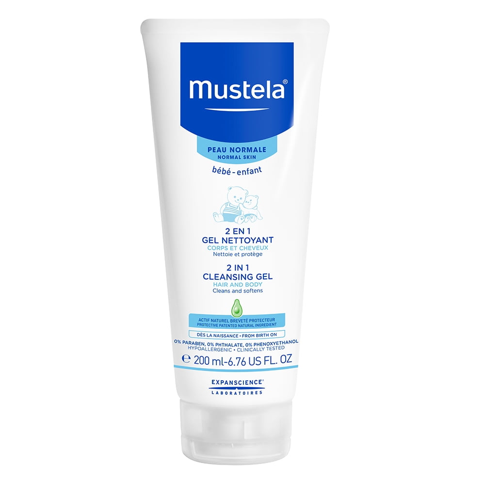 Mustela Baby 2 in 1 Cleansing Gel, Body Wash & Shampoo with Natural Avocado Perseose, 6.7 Oz