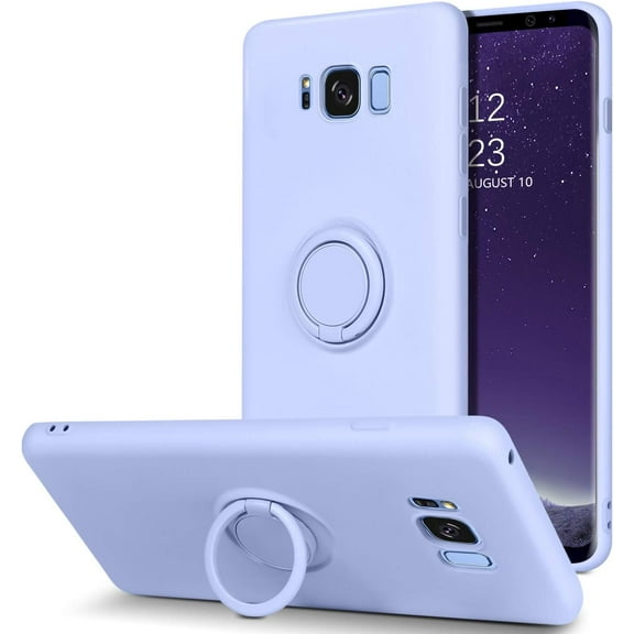 Samsung Galaxy S8 Plus Case, Slim Silicone Soft Rubber with 360° Ring Holder Kickstand Car Mount Supported Shockproof Bumper Protective Cases for Samsung Galaxy S8 Plus 6.2" (2017), Purple