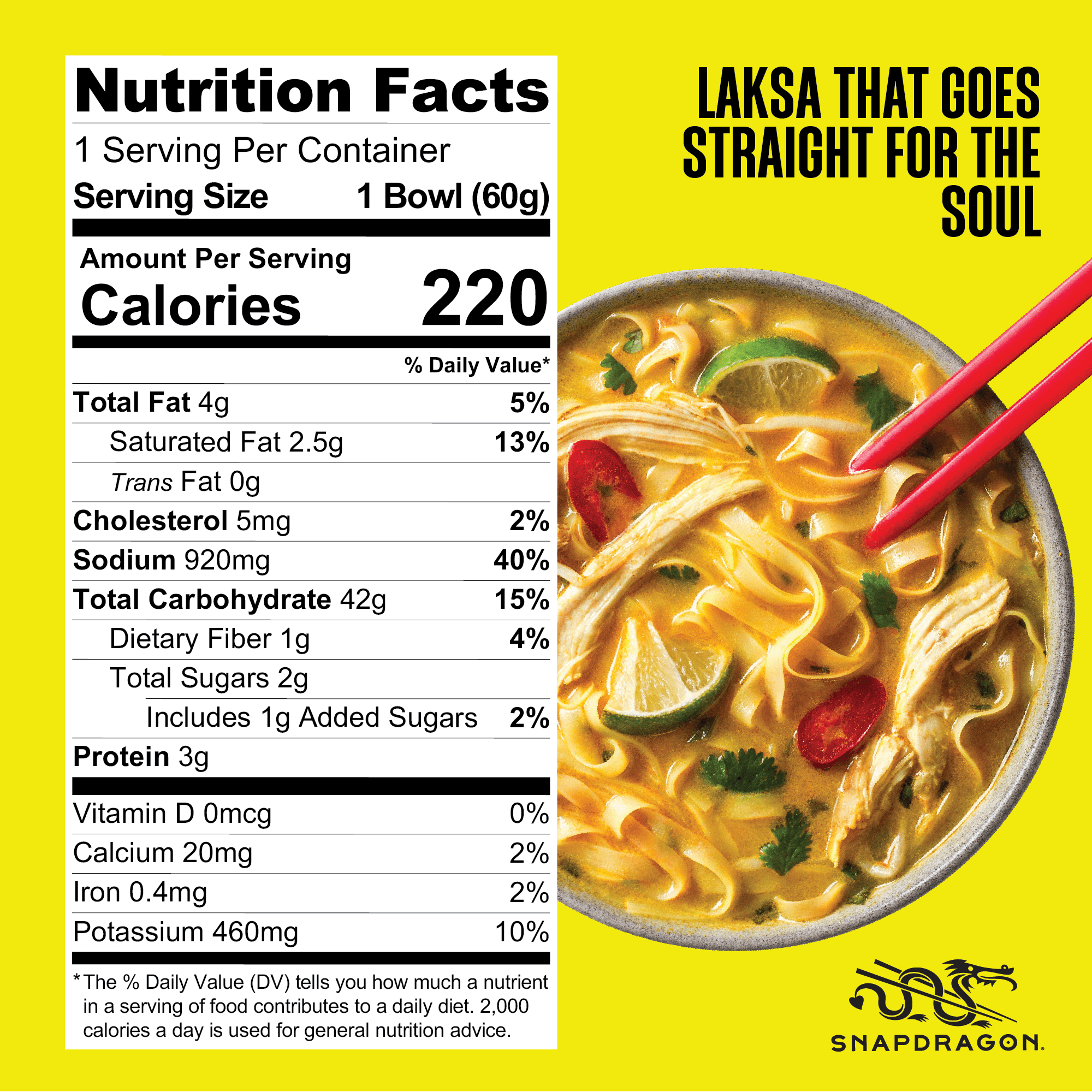 Snapdragon Laksa Curry Pho Spicy Instant Noodle Soup Broth with Gluten-Free Rice Noodles (2.1 oz Each, 6 Count), Shelf-Stable, Bowls