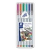 BG1782218 Triplus Fineliner Stick Porous Point Pen, 0.3mm, Assorted Ink, Silver Barrel, 6/Set