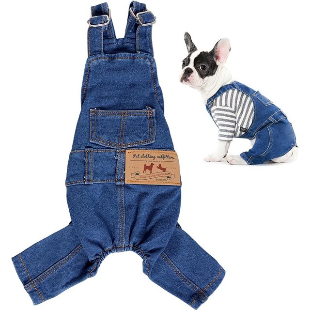 Jeans Cómodos de Mezclilla para Perros de Mascota Pantalones Vaqueros con Tirantes para Mascotas