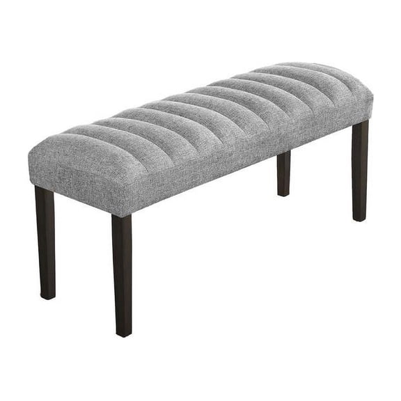 Best Quality Furniture 22" Upholstered Fabric Dining Bench in Gray/Espresso