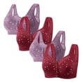 thumbnail image 1 of Latrodar Front Closure Bras for Women Compression Bra for Women 4-Pack Push up Bralettes Wirefree Plunge Softly Full Coverage Bras with Wide Straps Solid Embroidered Underwear for Older Women Running, 1 of 3