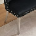 thumbnail image 5 of GZXS Luxury Tufted Velvet Dining Bench w/ Handcrafted Button Tufting, Nailhead Trim, and Silver Stainless Steel Legs, Modern 2-Seat Black Upholstered Loveseat Bench for Dining Area, 5 of 10