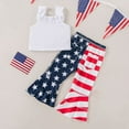 thumbnail image 6 of GYRATEDREAM Toddler girl 4th of July Outfit Sleeveless Halter Vest Top and American Flag Bell Bottoms Pants Set Independence Day clothing for 24-36M Blue, 6 of 7