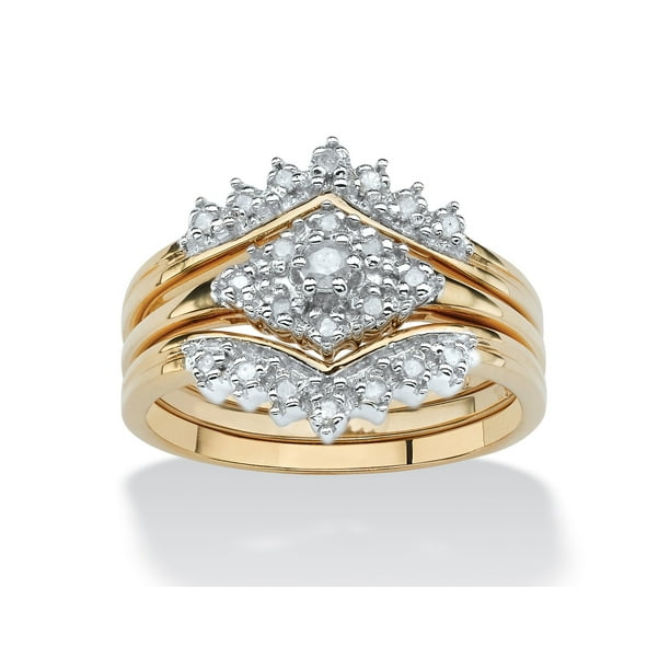 PalmBeach Jewelry 1/5 TCW Diamond 18k Gold over Sterling Silver 3