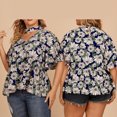thumbnail image 4 of Chaqueta Camisa floral de manga de hoja de loto estilo cuello colgante superior de temperamento de mujer de gran tamaño Cgtredaw Para estrenar, 4 of 6