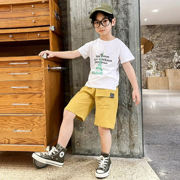 Pantalones cortos para niños, pantalones de verano para niños, pantalones de estilo coreano para niños de talla mediana y grande, pantalones casuales deportivos de verano finos y sueltos