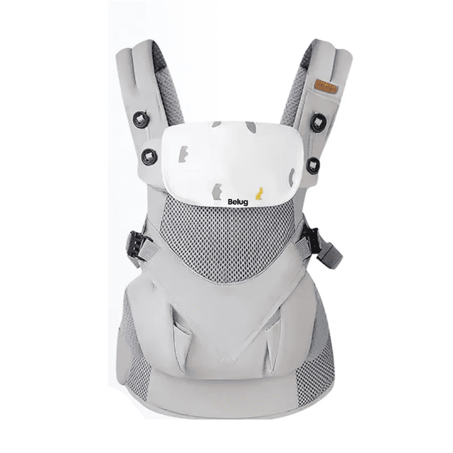 Cangurera Bebe Mochila Portabebés Canguros Ergonómica Asiento Belug, Gris