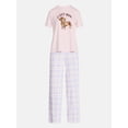 thumbnail image 5 of Joyspun Women's Dreamy Soft Collection Short Sleeve Sleep Top and Open Leg Pants Pajama Set, 2-Piece, Sizes XS-3X, 5 of 5