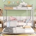 thumbnail image 2 of Bunk Bed, Save Space or Split Into 2 Beds, Metal Bunk Bed with Ladder and Safety Guardrail, Space-Saving Bunk Beds with Trundle for Teens & Adults, No Box Spring Needed, 2 of 9