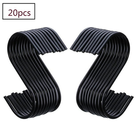 

20 Pack Black S Hooks S Hanging Hooks S Shaped Hooks S Hanger Hooks Kitchen Pot Pan Hooks