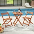 thumbnail image 2 of Demifill 3-Piece Solid Wood Dining Set with 2 Folding Chairs, Sturdy Wood Table and Chair Set for Outdoor as Garden, Backyard, Porch, Brown, 2 of 12