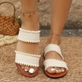 thumbnail image 3 of Summer Women Sandals Flat Heel Open Toe Slip-on Summer Casual Shoes Women's Fashionable Leisure Summer Solid Color Beach Sandals, 3 of 9