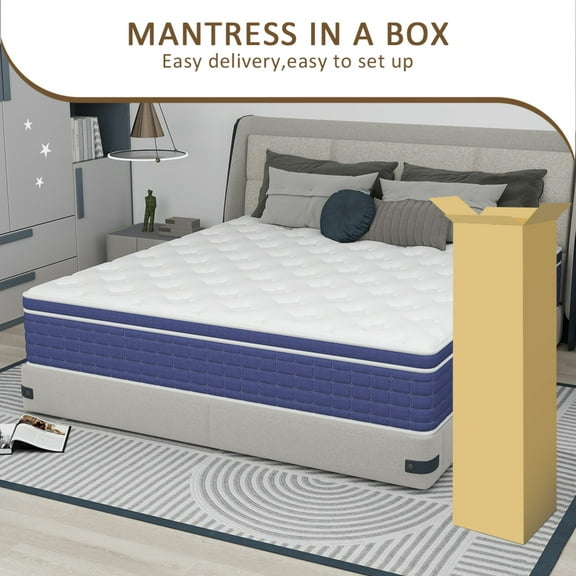 12 inch Twin Hybrid Mattress with Cooling Gel Memory Foam: Adult Exclusive，Individually Wrapped Pocket Springs, Conveniently Boxed