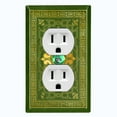 thumbnail image 1 of Metal Light Switch Plate Cover Elegant Forest Green Damask Frame FRA047, 1 of 13