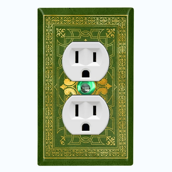 Metal Light Switch Plate Cover Elegant Forest Green Damask Frame FRA047